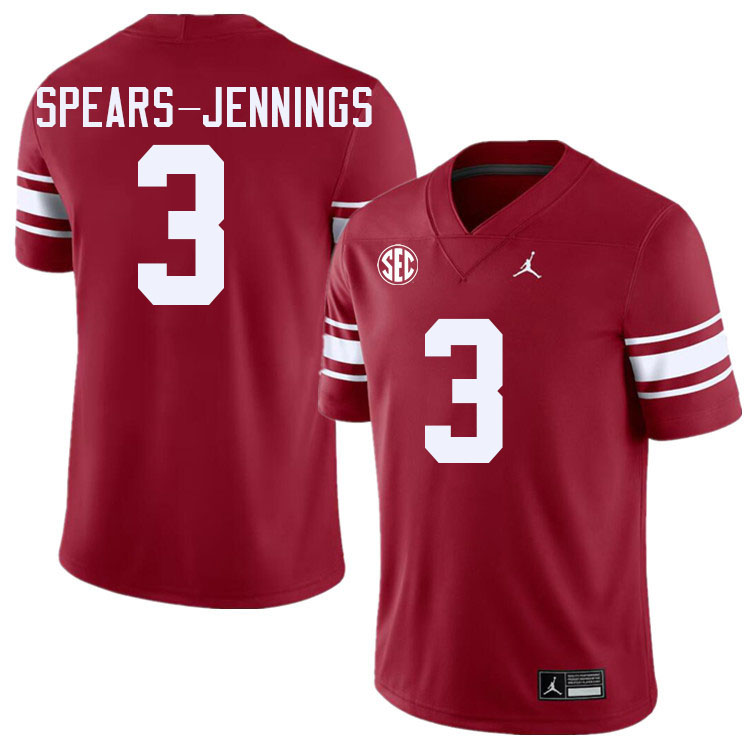 Men #3 Robert Spears-Jennings Oklahoma Sooners 2024 SEC Conference College Football Jerseys-Throwbac